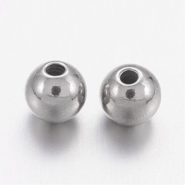 Korálek z nerezové oceli - platinový - 4 x 4 mm - 1 ks