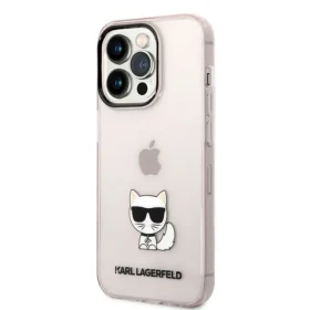 Pouzdro Karl Lagerfeld Choupette Logo iPhone 14 Pro - růžové