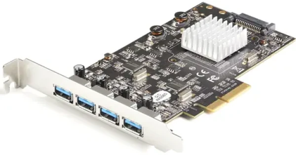 StarTech PCIe karta 4x USB-A černá / Řadič USB / PCIe / USB 3.2 Gen 2 10 Gbps / čipset ASMedia ASM3142 (PEXUSB314A2V2)
