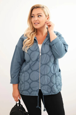 Dámská mikina Plus Size bavlněná rozepínací na zip džínová modrá UNI
