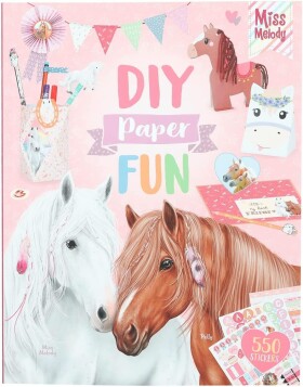 Miss Melody, 3491220, DIY paper fun, kreativní kniha s papíry a samolepkami, koně