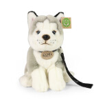 Plyšový pes husky sedící s vodítkem 28 cm ECO-FRIENDLY
