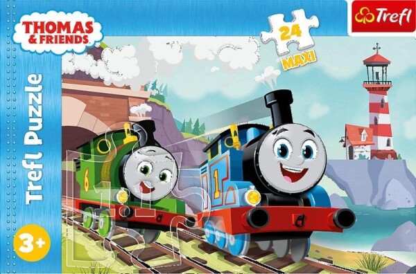 Puzzle Mašinka Tomáš: Tom a Percy na kolejích MAXI 24 dílků