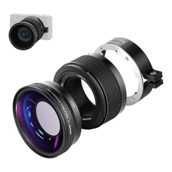 Neewer Širokoúhlý a makro objektiv černý / pro Sony ZV1 / 2v1 / 18 mm / makro 10x / CNC hliník (B0BJTW6FNX)