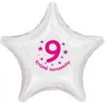 Krásné 9. narozeniny fóliový balónek hvězda pro holky Balonky.cz Krásné 9. narozeniny fóliový balónek hvězda pro holky Balonky.cz