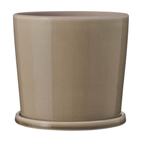 Ib Laursen Kameninový květináč s podmiskou Cracked Saga Beige 15 cm, béžová barva