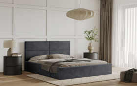 FRONTI Postel WASTO 160x200 tmavěšedá s úložným prostorem