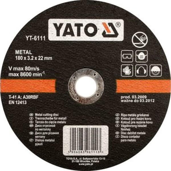 YATO YT-5923 / Řezací kotouč na kov / Průměr 125 x 22 mm / Šířka řezu 1.2 mm (YT-5923)