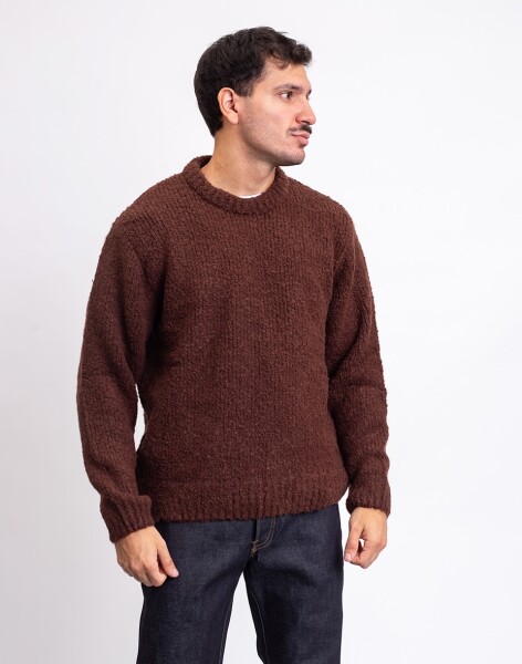 Edwin Dun Textured Sweater Rum Raisin garment washed L