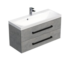 Koupelnová skříňka s černou úchytkou a umyvadlem SAT Cube Way 100x53x40 cm beton mat CUBE2C100ZBE CUBE2C100ZBE