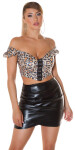 Sexy Koucla faux leather Crop Top Animal Print barva velikost