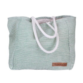 Strömshaga Plážová taška Ester Jute Green / White, zelená barva, textil