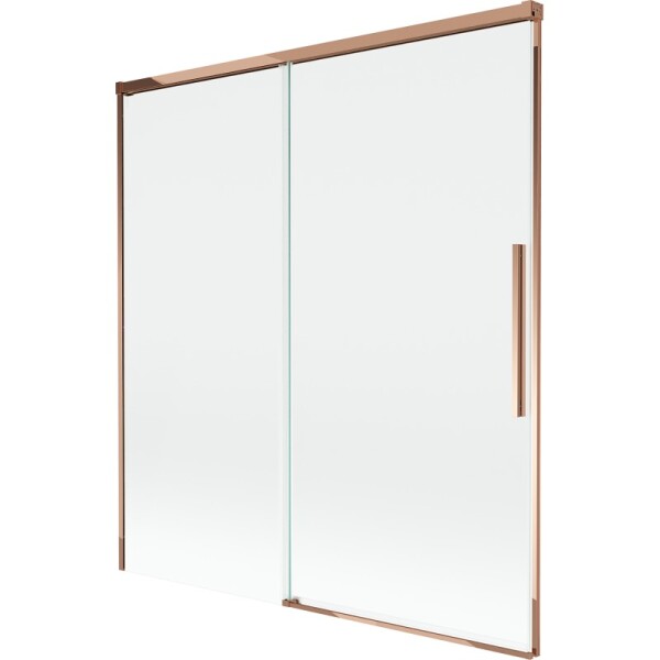 MEXEN/S - Rox vanová zástěna 2-křídlová posuvná 150 x 150, transparent, růžové zlato 8C9-150-001-60-00