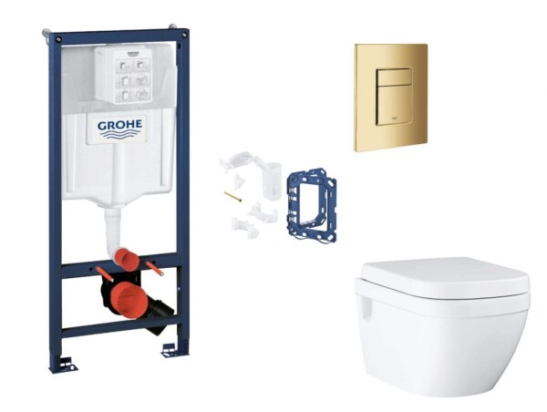 GROHE - Rapid SL Set předstěnové instalace, klozetu, sedátka SoftClose, tlačítka Skate Cosmopolitan a sady pro vhazování tablet, Cool Sunrise SANI11BB4160