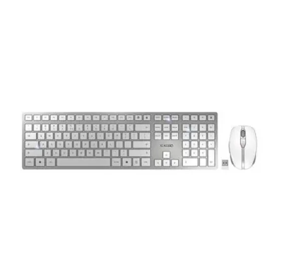 Cherry DW 9100 SLIM bílo-stříbrná / Set klávesnice a myši / Bluetooth 4.0 a 2,4 GHz / EU layout / USB-C nabíjení (JD-9100EU-1)
