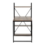 Stůl pracovní s regálem, MDF, dekor staré dřevo, černý kov