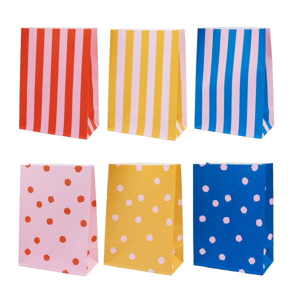 Eulenschnitt Papírový sáček Dots and Stripes 21 × 15 cm – set 6 ks, multi barva, papír