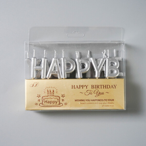 Dortové svíčky "Happy Birthday" stříbrné 13ks