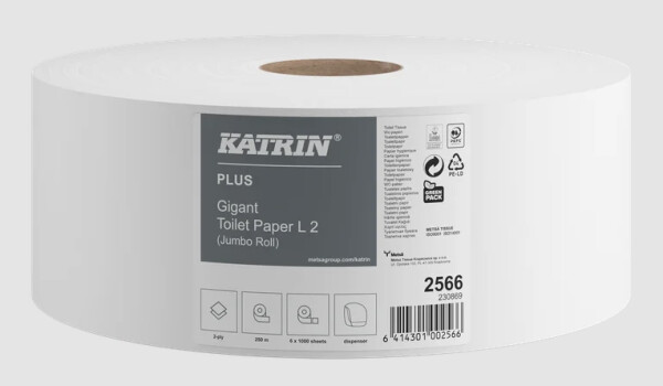 Toaletní papír Katrin Jumbo L2 2566, dvouvrstvý, 6 ks EGP2566