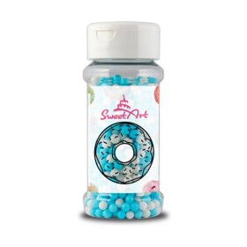 Cukrové perly SweetArt modré a bílé 5 mm (80 g)
