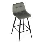 Židle barová, zelená látka, čtyřnohá kovová podnož, černý mat