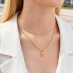 Dvojitý náhrdelník s květinovým motivem Fleur - chirurgická ocel, Zlatá