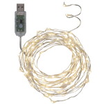 STAR TRADING USB světelný LED drátek Extra Dew Drop - 5 m, stříbrná barva