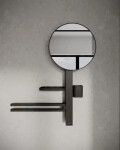 IDEAL STANDARD - ALU+ Zrcadlo s držákem ručníků, poličkou a pohárkem na kartáčky a pastu, hedvábná černá BD588XG