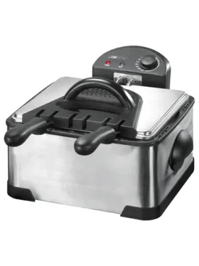 Clatronic FR 3195 / fritovací hrnec / 2 fritovací koše / 2000 W / 4L / objem 2 kg / nerez / černá (FR 3195)