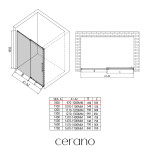 CERANO - Sprchové posuvné dveře Lantono L/P - 8 mm - Soft-Close - černá matná, grafitové sklo - 100x195 CER-8050BD7235