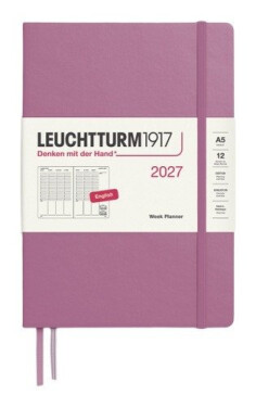 Týdenní plánovač Dusty Rose, Medium A5 2027, anglicky