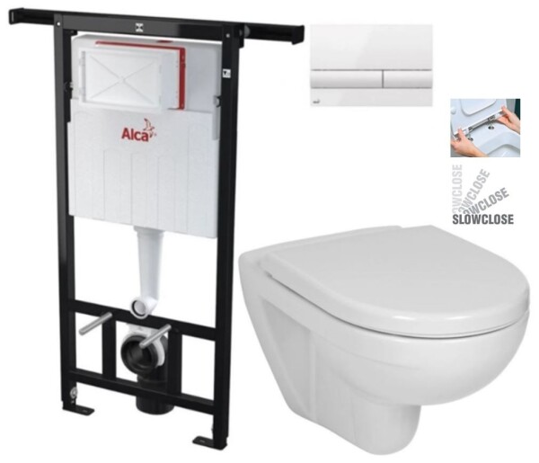 ALCADRAIN Jádromodul - předstěnový instalační systém s bílým tlačítkem M1710 + WC JIKA LYRA PLUS + SEDÁTKO DURAPLAST SLOWCLOSE AM102/1120 M1710 LY5