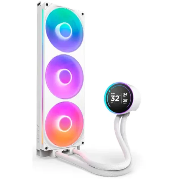 NZXT Kraken Elite 420 RGB bílá / 3x 140mm / Fluid Dynamic Bearing / 34.5 dB @ 2000 RPM / 98.61 CFM / AMD + Intel (RL-KR42E-W2)