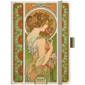 Denní diář A5 Alfons Mucha 2027 Zelený