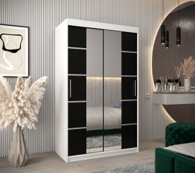 Šatní skříň Abi V4 Barva korpusu: Bílá, Rozměry: 120 cm, Dveře: Černá