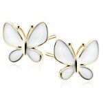 LUNICA Stříbrné náušnice ZLATÝ MOTÝL 0719