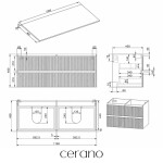 CERANO - Koupelnová skříňka Carole + deska pod umyvadlo Navira Slim - 18 mm - bílá matná rýhovaná - 120x49,8x46 CER-152774