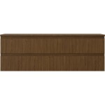 MEXEN/S - Rivel koupelnová skříňka pod umyvadlo 140 cm s deskou, 2 zásuvky, reliéf , ořech 91A20-14047-2-BFFC86