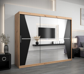 Šatní skříň Abi Ma Barva korpusu: Dub artisan, Rozměry: 250 cm, Dveře: Černá