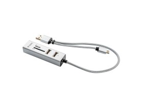 YENKEE YHC 103SR USB C OTG HUB+čtečka bílá / 3x USB 2.0 / 1x USB-C / čtečka MicroSD a SD karet (8590669276363)