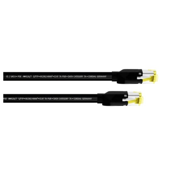 Cordial 15578 RJ45 síťové kabely, propojovací kabely CAT 7a S/FTP 2.00 m černá krytí PUR 1 ks