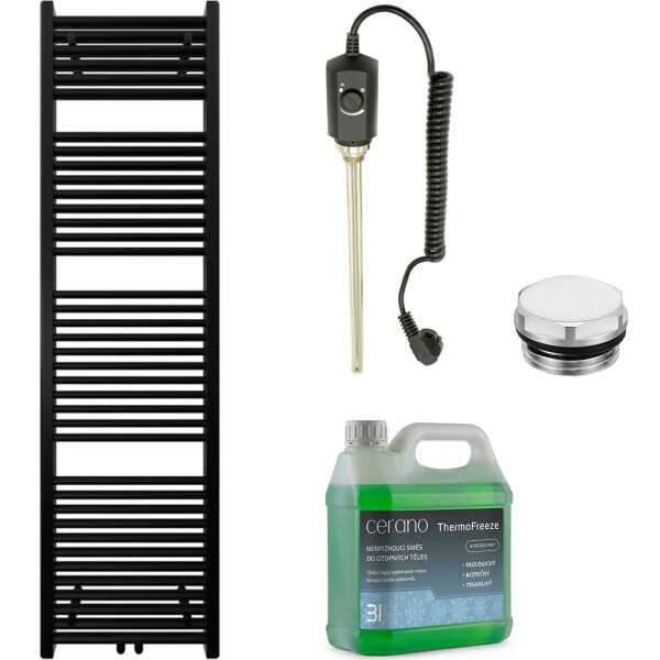 CERANO - Koupelnový elektrický radiátorový set Lincoln - 600W - černá matná - 1800x500 mm CER-978845
