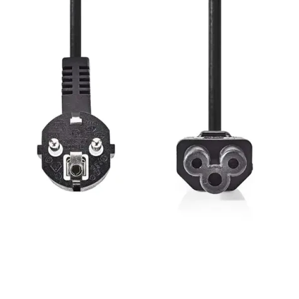 NEDIS napájecí kabel 230V Černý / přípojný 10A / konektor IEC-320-C5 / úhlová zástrčka Schuko/ trojlístek / 2m (CEGP10100BK20)