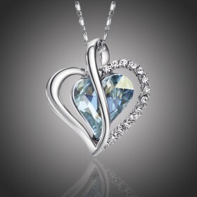 Náhrdelník Swarovski Elements True Love modrý - srdíčko, Světle modrá 42 cm + 5 cm (prodloužení)