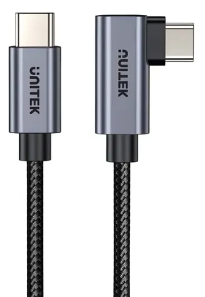 Unitek Kabel USB-C 90° / Kabel / USB-C (M) - USB-C (M) / 1 m / PD 100W (C14123BK-1M)