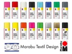Marabu Textil Design Spray 150 ml – blue gentian 142. Barva na textil ve spreji, akrylový sprej na tkaniny, šablony na textil, dekorace oděvů, praní 30 C naruby, Německo