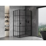 MEXEN/S - Mist-B sprchový kout dveře křídlové pravá 80 x 75, černá kratka, černá 8A2T-080-075-70-77-P
