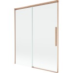 MEXEN/S - Rox vanová zástěna 2-křídlová posuvná 140 x 150, transparent, měď kartáčovaná 8C9-140-001-65-00