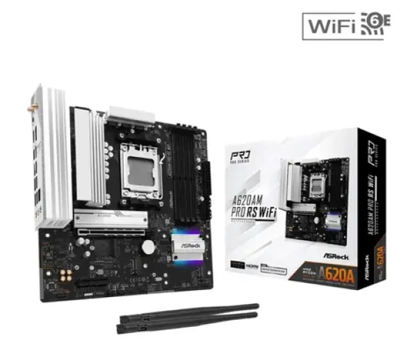 ASRock A620AM PRO RS WIFI / AMD A620A / 4xDDR5 / 2x SATA III / USB / GLAN / M.2 / sc. AM5 / mATX (90-MXBSW0-A0UAYZ)