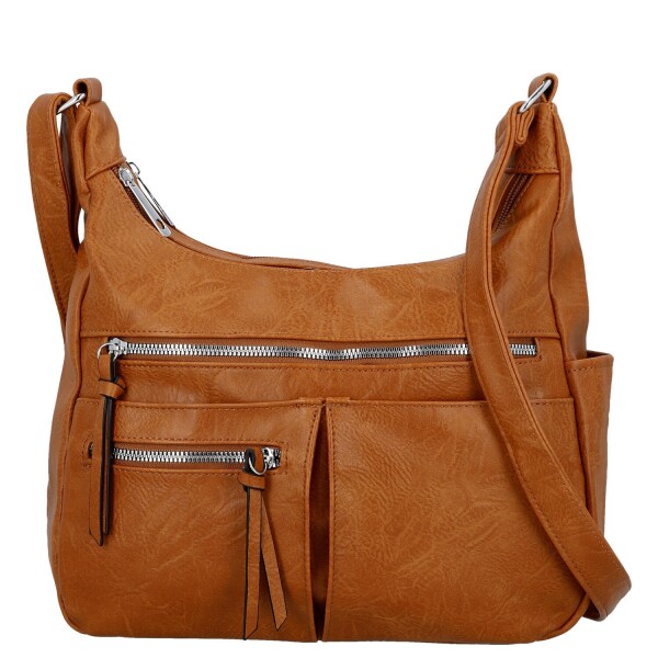 Stylová dámská koženková crossbody kabelka Timea, hnědá